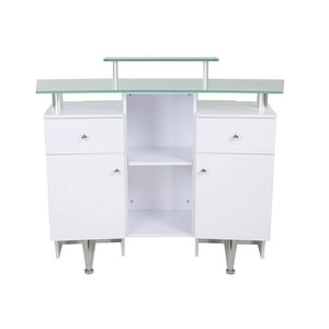 Glasglow I Reception Desk - White/Silver - PediSpa.com