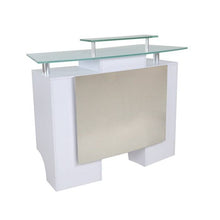 Glasglow I Reception Desk - White/Silver - PediSpa.com