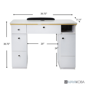 Napa Manicure Nail Table - White/Gold - PediSpa.com