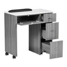 Space Saver Manicure Table  - Gray or Black with White Quartz Top - PediSpa.com