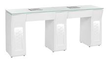 Vicki Double Manicure Table - Piano Black or Gloss White - PediSpa.com